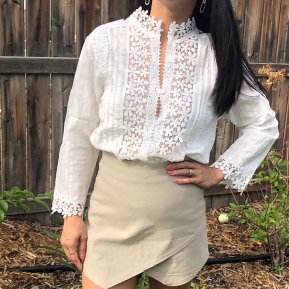 Lace detail button up - grey - Picture 4 of 8